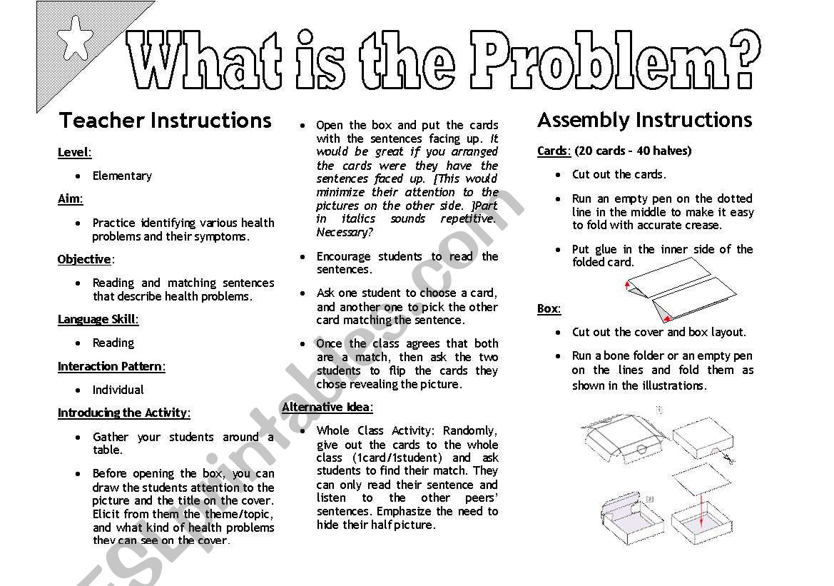 What is The Problem? [Sentence Matching Activity - 10 cards-20 halves]